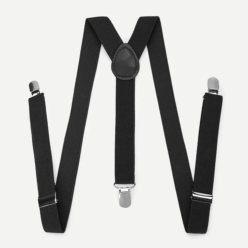 Suspender dewasa 2.5cm3 klip pria dan wanita elastis elastis celana suspender pesta pernikahan suspender hitam kawat gigi dapat diatur