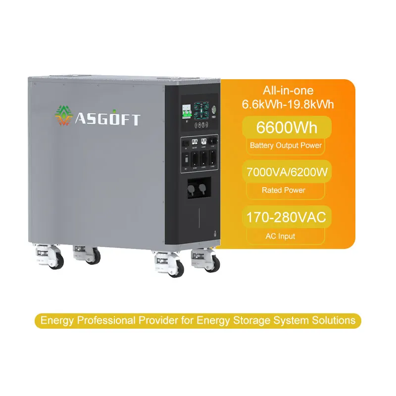 Asgoft 20kw outdoor mobile residential rechargeable lithium battery for power solar energy storage battery