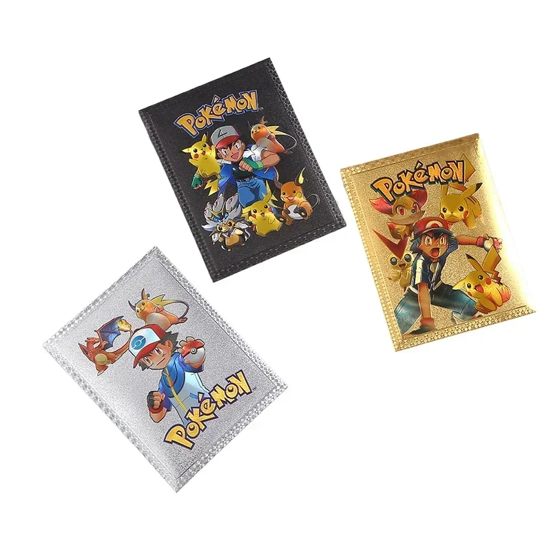 Kawaii 10PCS Original Pokemon Cards English Pikachu Gold Silver Black Anime Cards Deck Box Table Game Card Collection Kids Toys