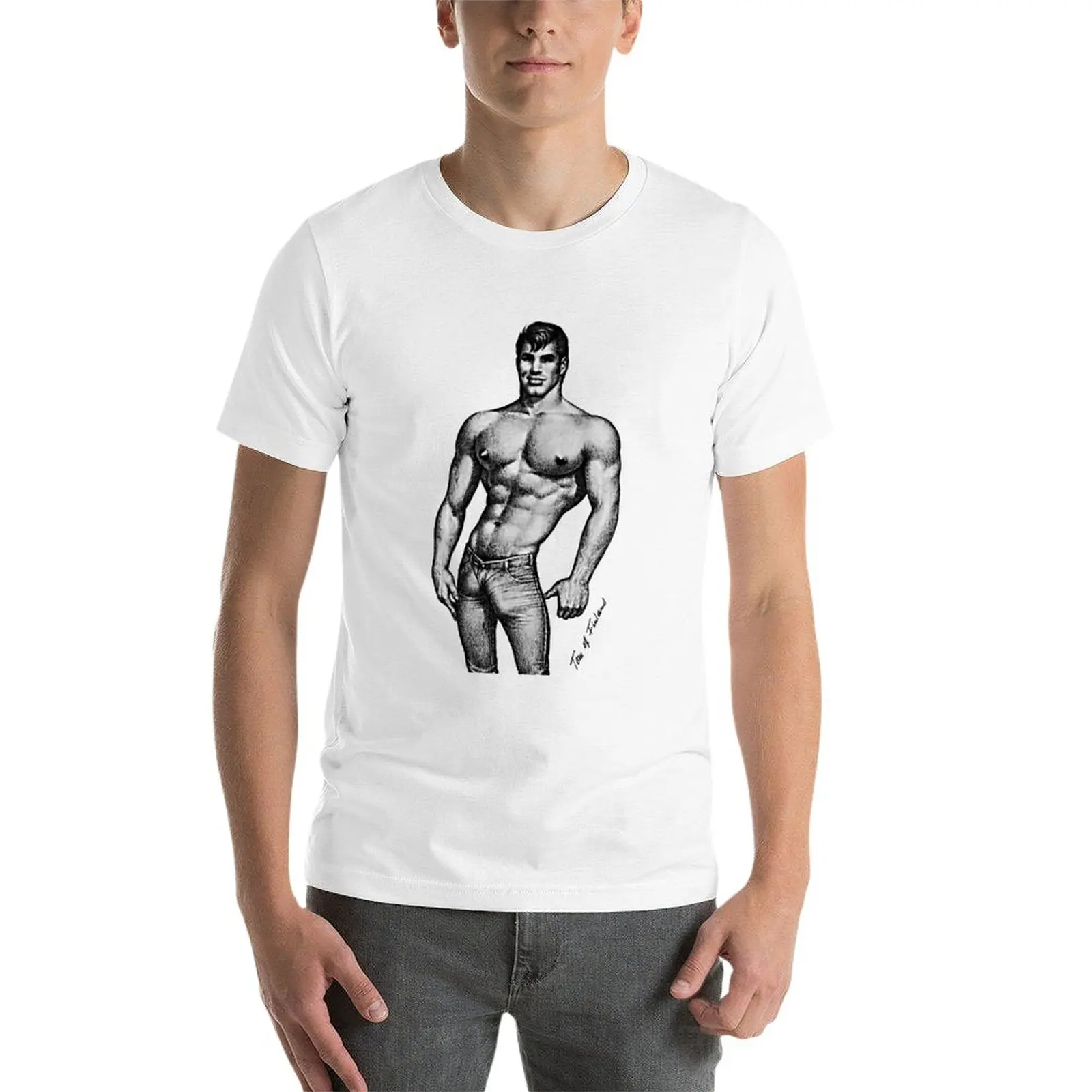 Vintage Tom of Finland Sketch (White) T-Shirt tops hippie clothes t shirts for men