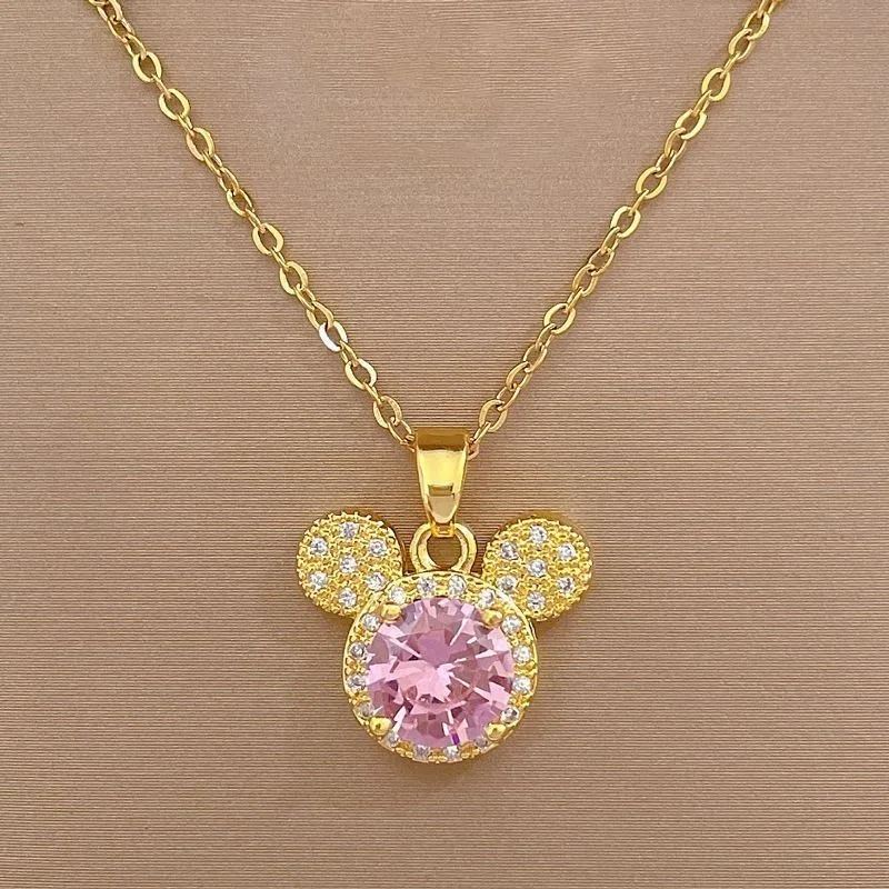 Disney cartoon bonito mercadoria mickey colar para meninas, elegante doce versátil e requintado presente de corrente de clavícula