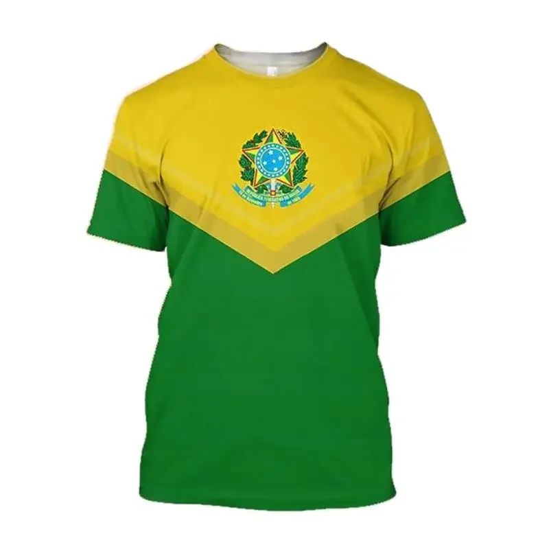 Brazil T Shirts For Men 3D Brazil Flag Print Cool Mens Clothing O Neck Fashion Half Sleeve Men T Shirts Large Size Tops Tees