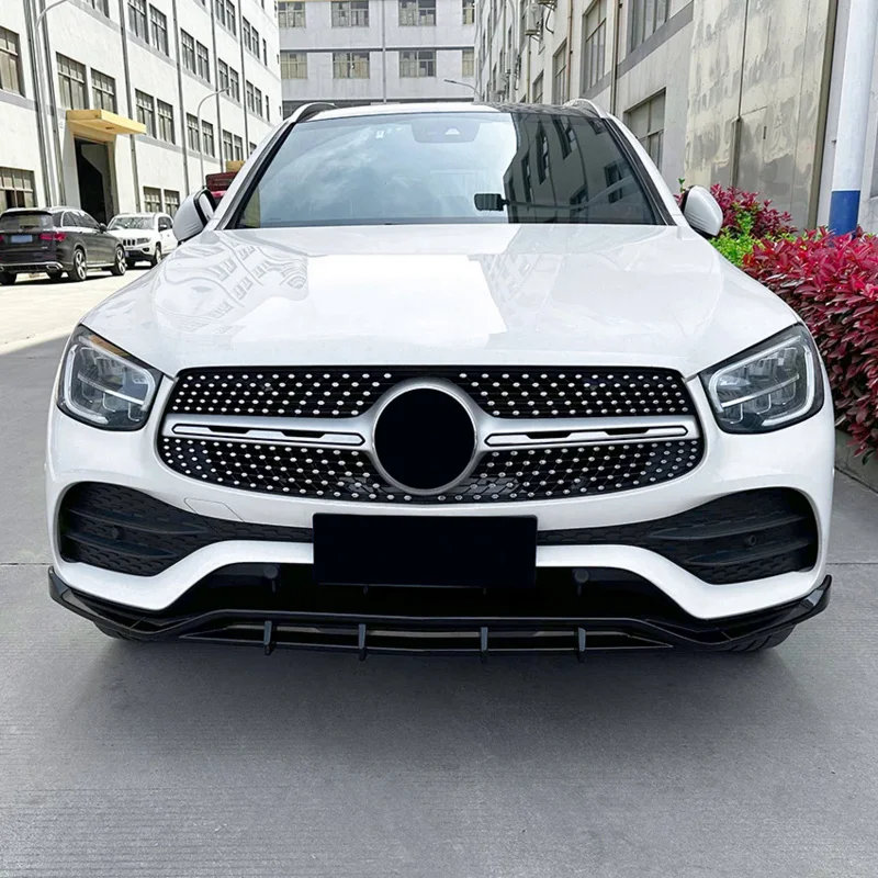 For Mercedes Benz GLC X253 C253 W253 Coupe 2020-2022 Year Front Bumper Lip Spoiler Splitters Diffuser Black Carbon Fiber Pattern