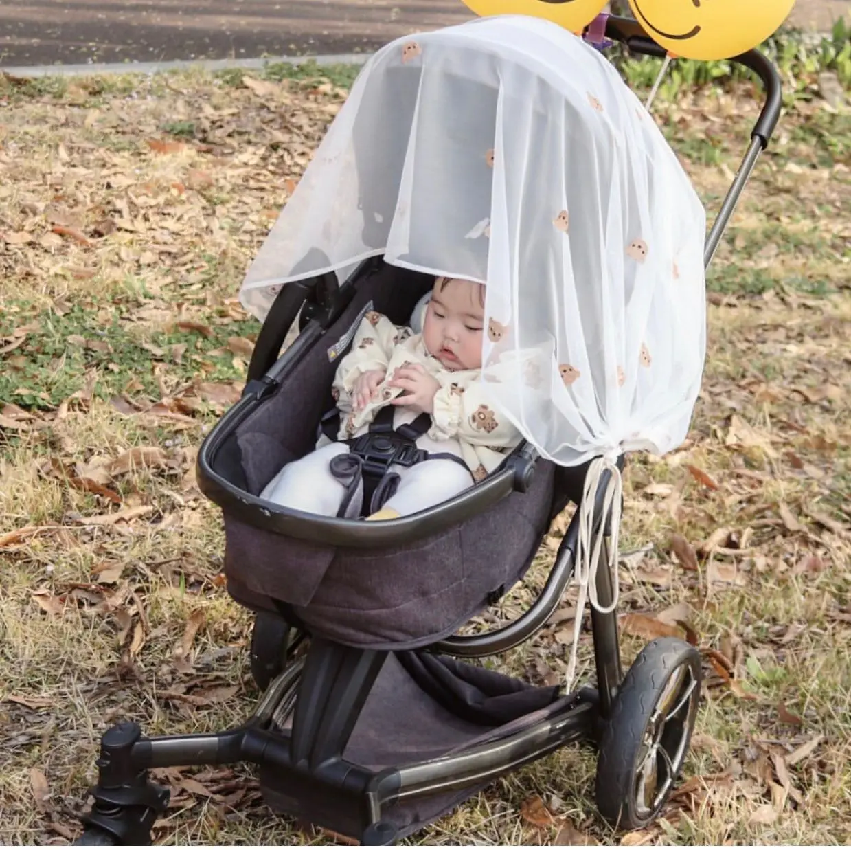 Mosquiteiro para carrinho de bebê, malha bordada, anti-mosquito, respirável, acessórios de verão para carrinho, capa de sombra