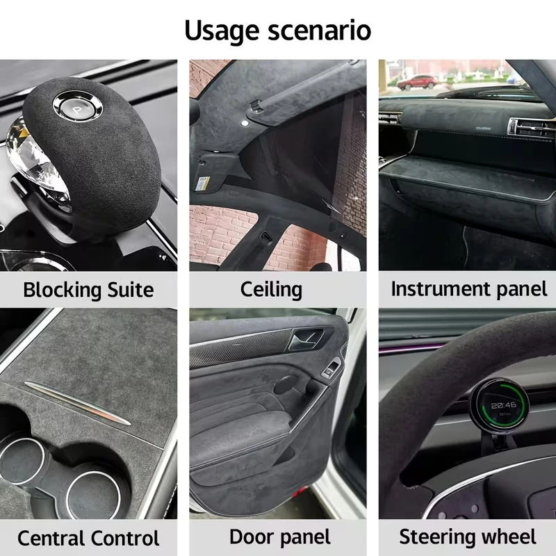 

Black Microfiber Fabric Self-Adhesive Suede Car Interior Renovation Door Panel Workbench DIY Decor Suede Cloths Car Accessories