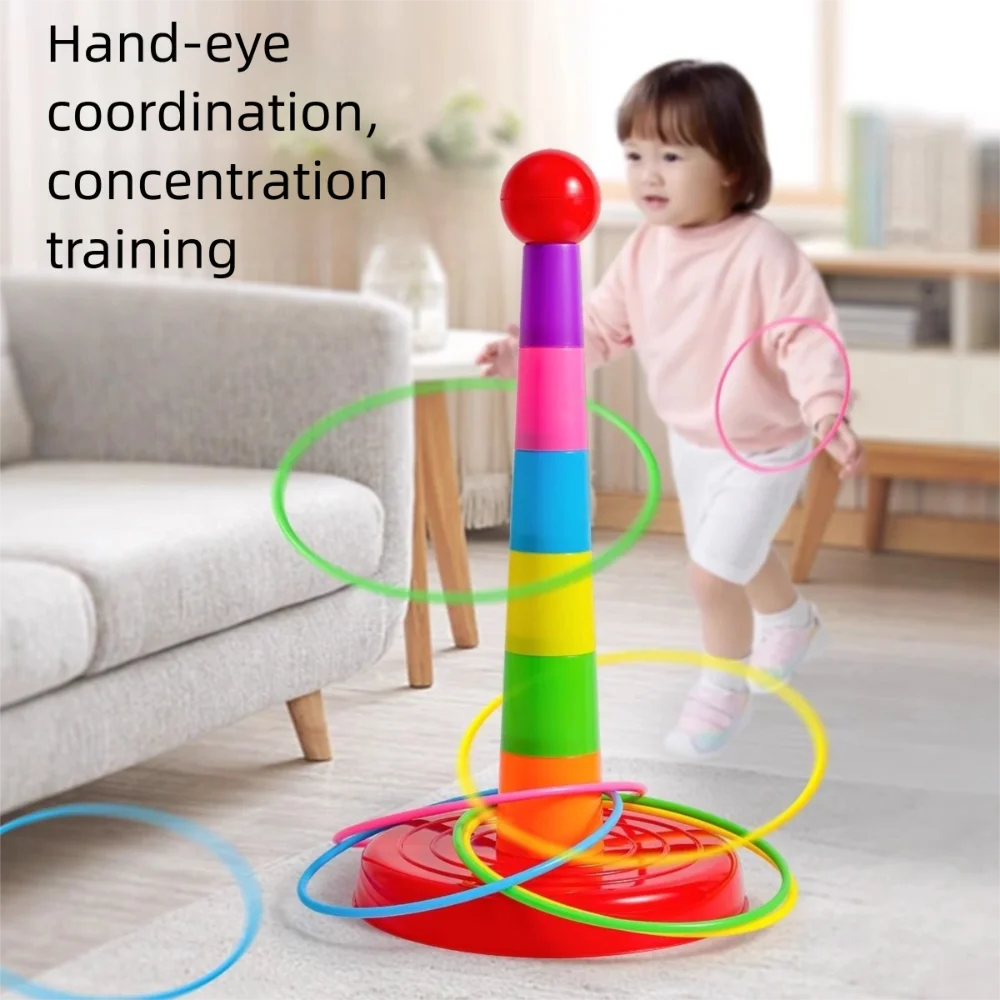 Nuevo juego interactivo de círculo de lanzamiento, educación temprana, virola colorida, juguetes apilados, capas de apilamiento, aro, juguetes para lanzar, regalos