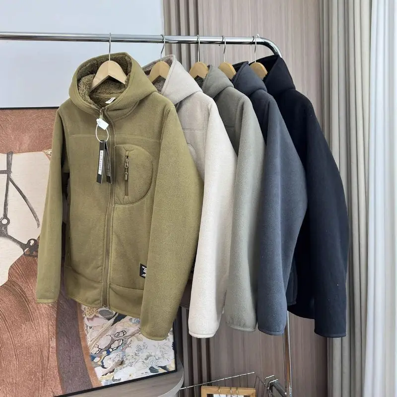 

Thiened 800g Winter Warm Fce Lined Jaet Coat for Men And Women with Hood Polyester Fiber Sport Sle Zipper Closure