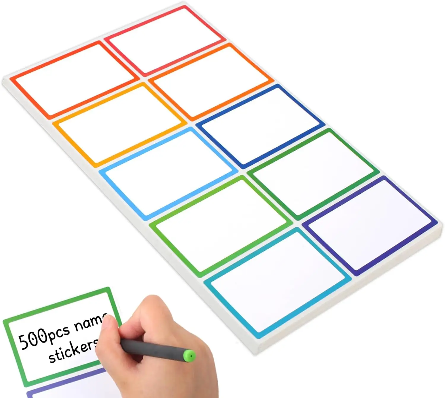 

500 Pcs Name Labels, 3.5x2.25 inch Blank Nametags, Sticky Name Tags for Whiteboards Locker Fridge School Office Home 10 Colors