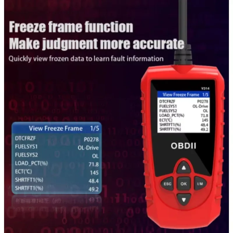 Universal Car OBDII Scanner - Automotive Diagnostic Tool with Onboard Code Reading & Flaw Detection (V314)