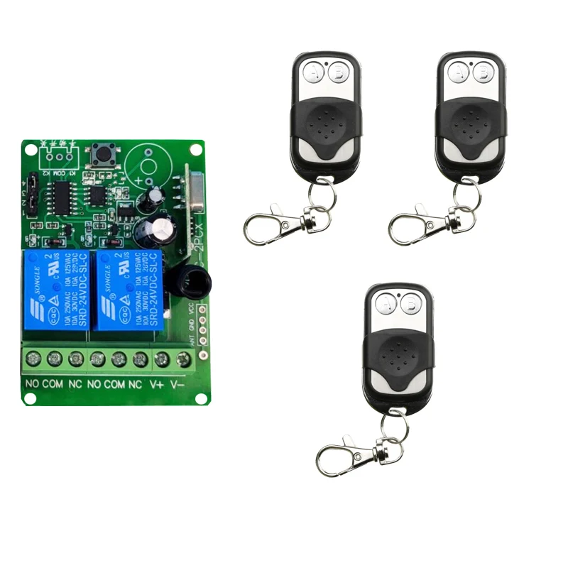 DC12V 24V 2 CH Channel 2CH Mini Wireless RF Remote Control Light Switch 10A Relay Output Radio Receiver Module +Transmitter