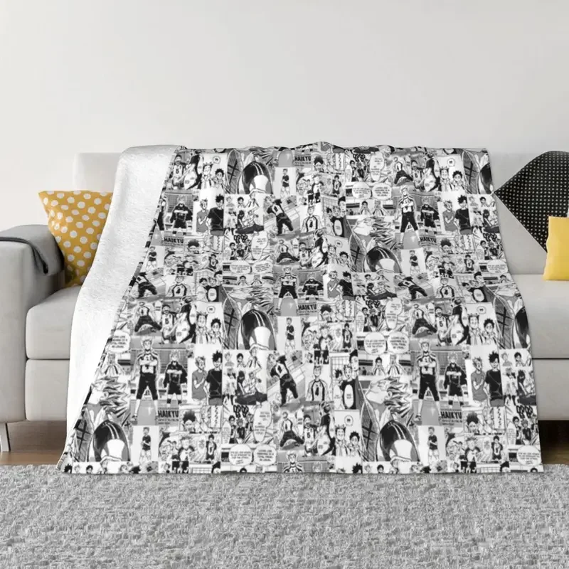 Bokuto Manga Collage Haikyuu Blankets Fleece Spring/Autumn Multi-function Soft Throw Blanket for Home Bedroom Rug Piece