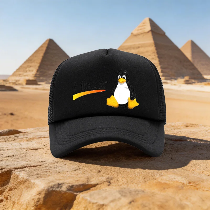 Linux Penguin Cap for & - Adjustable Duckbill Hat with Linux, Lightweight Mesh Suitable for Tech Gifts, Travel, Sports, Business