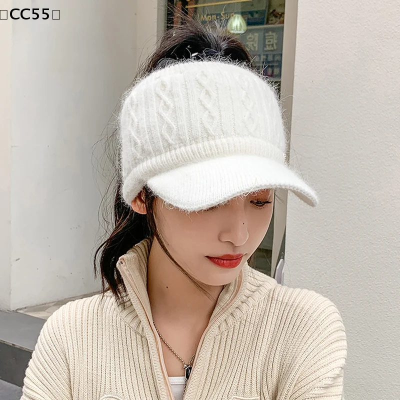 Autumn And Winter Hollow Top Hat All-match Knitted Wool Hat Plus Velvet Thick Warm Ear Protection Hat For Women〔CC55〕