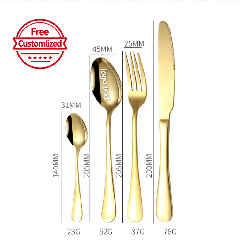 5set personalized customized Stainless steel cutlery steak knife fork spoon set,customized dessert coffee spoon logo