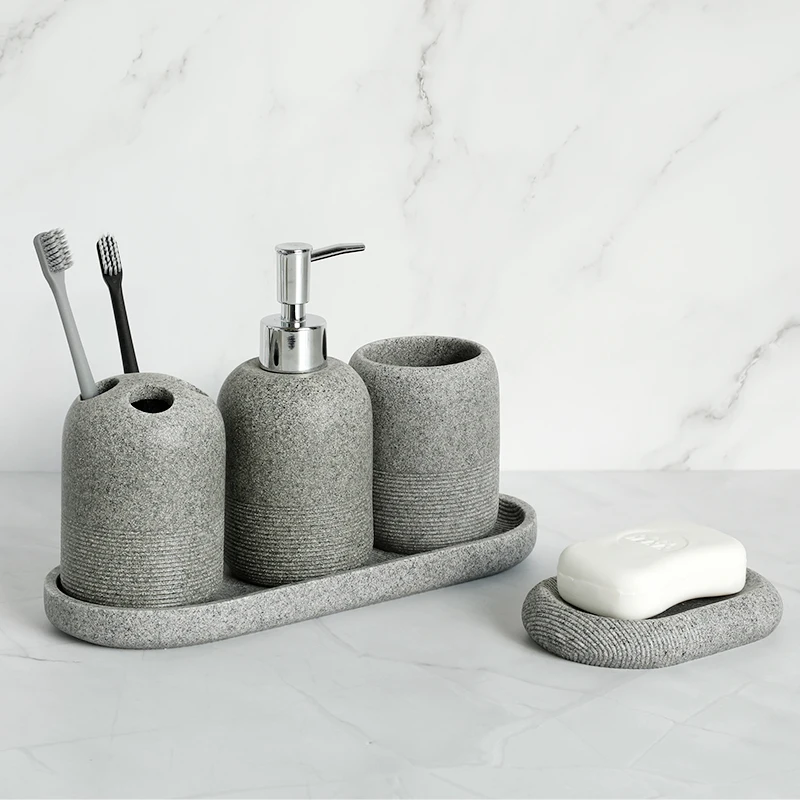 Bathroom accessories Soap Dispenser Sand Toothbrush Holder Tumbler Tray Soap Dish Decoratio Mouthwash Cup