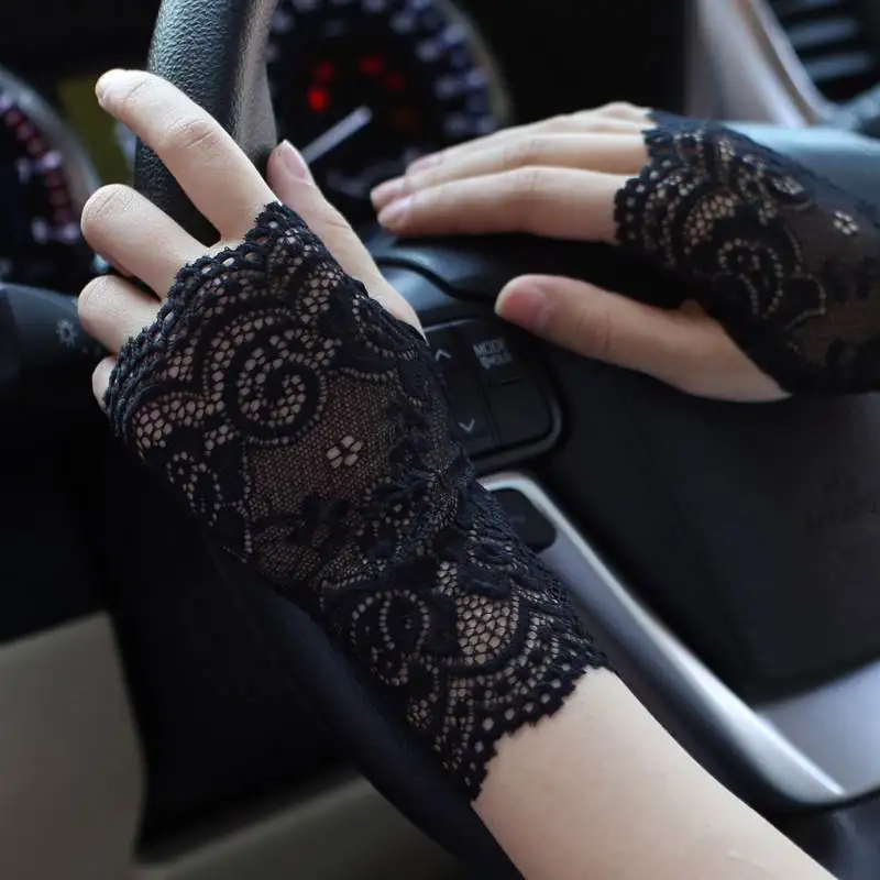 

Women's Sun Protection Gloves Lace Half Finger Driving Tattoo Sleeve Covers Summer Arm Protection Decorative Hand Covers