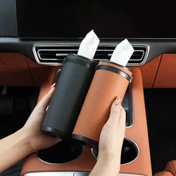 Car Tissue Container Holder Round Paper Extraction Container Tissue Storage Bag Tube Car Safety Hammer Tissue Boxes 2-in-1