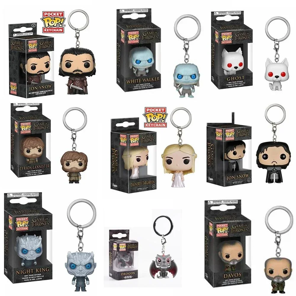 Funko Game Davos Daenerys Ghost Night King Throne White Walker Drogon JON SNOW Action Figure Toys Collection Model Keychain Gift