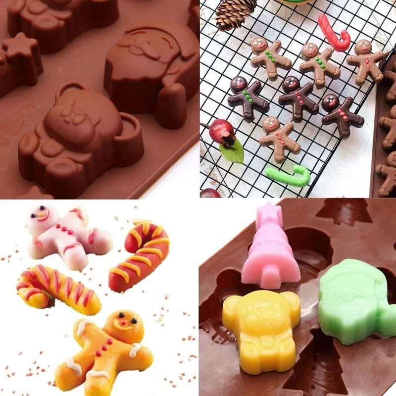 Christmas Gingerbread Man Candy Mold Silicone Mold Cookie Chocolate Baking Cake Mould Christmas Atmosphere Scented Candle Mould