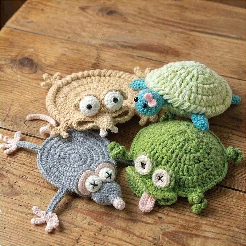 New Crochet Mouse Coaster Funny Animal Heat Insulation Mat European American Style Kitchen Table Protector for Home Decor Gift