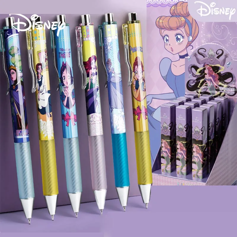 

24pcs/lot Creative Disney Princess Press Gel Pen Cute 0.5mm Black Ink Signature Pens Promotional Gift Office School Supplies