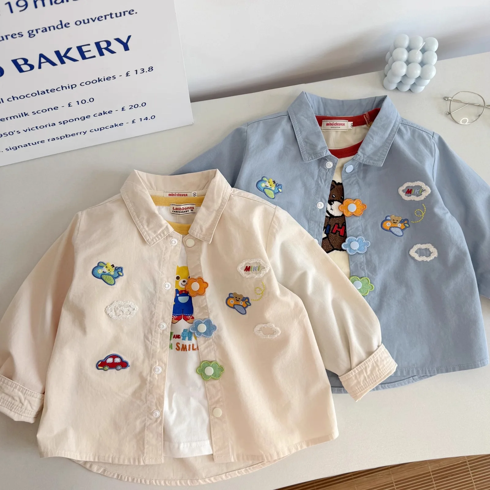 Children's Cute Shirt Spring and Autumn Children's Top Baby Lapel Embroidered Shirt 2025