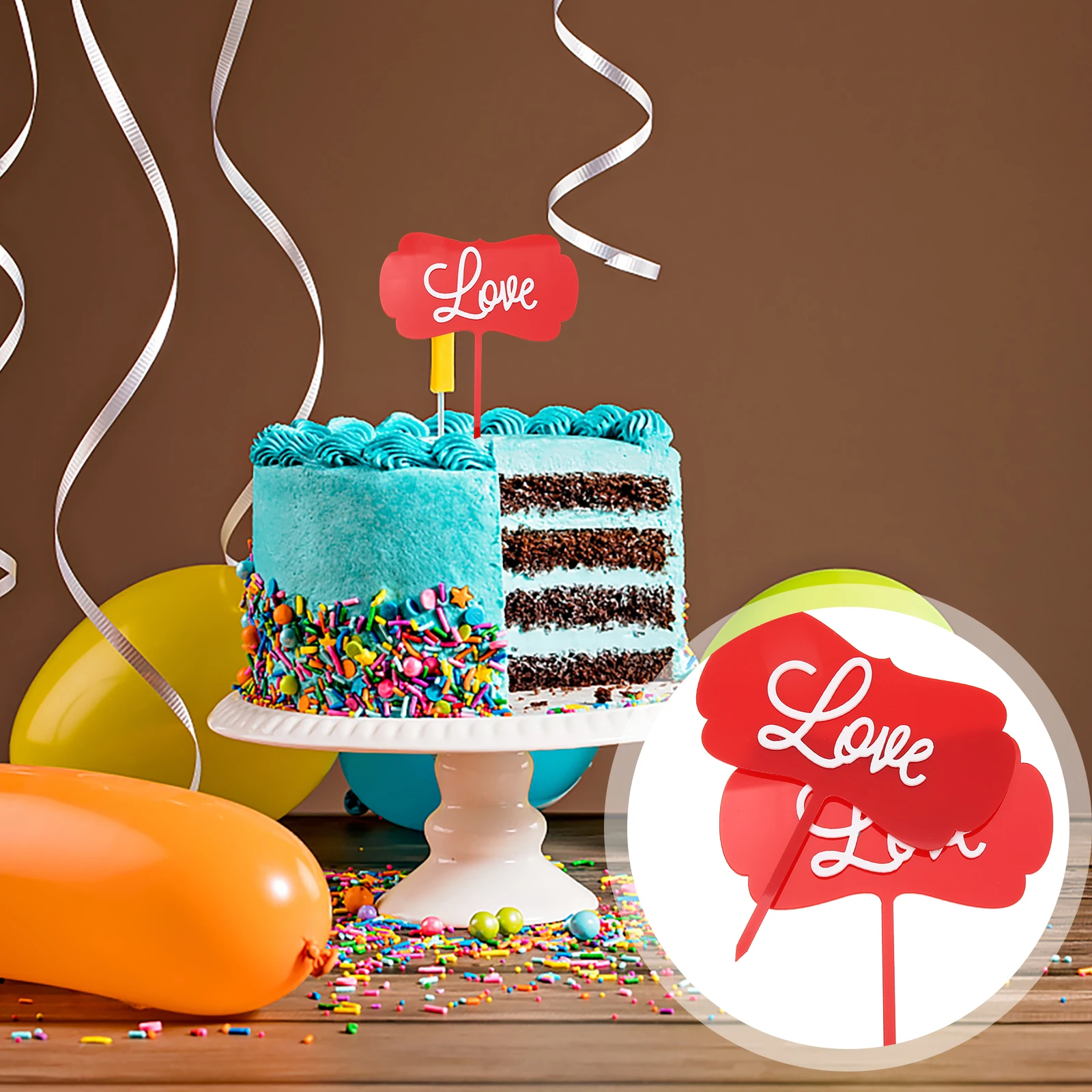 

10pcs Cake Decoration Flags Valentine Dessert Toppers Adjustable Picks Birthday Wedding Party DIY Acrylic Cupcake nament Cake