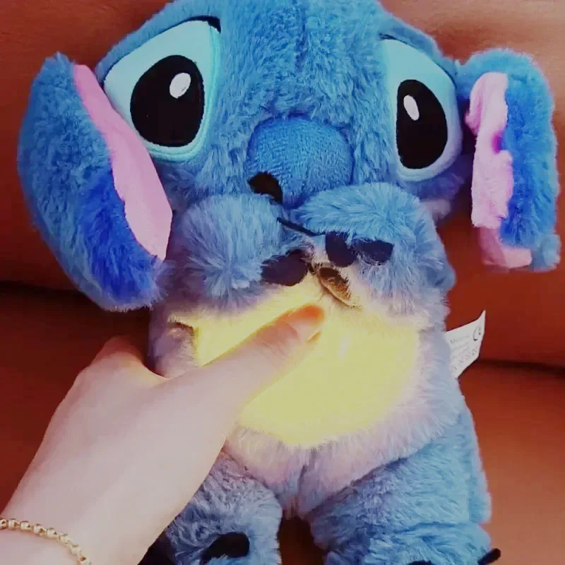 Disney Stitch Plush Doll Breath Child Peluche Lilo&stitch Kawaii Soothes Toy Anime Baby Music Light Sleep Toys Model Kid Gift