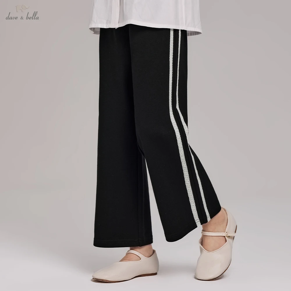 Dave Bella Children Autumn Spring Casual Pants Girls Elastic Waist Straight Trousers 7-13 Years Teen Kids Pocket Pants DK3263085