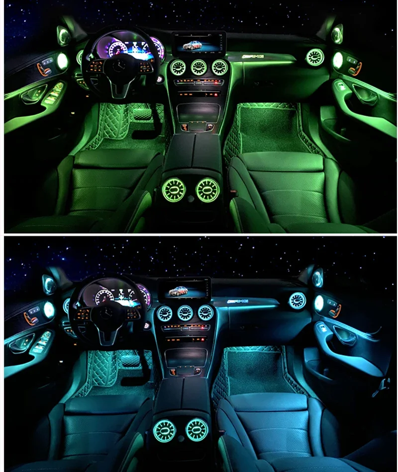 LED turbine air vent Car air condition vent decoration ambient light lamp For benz A/C/E/GLC/CLA  W205 W213 X253 for jeep jk