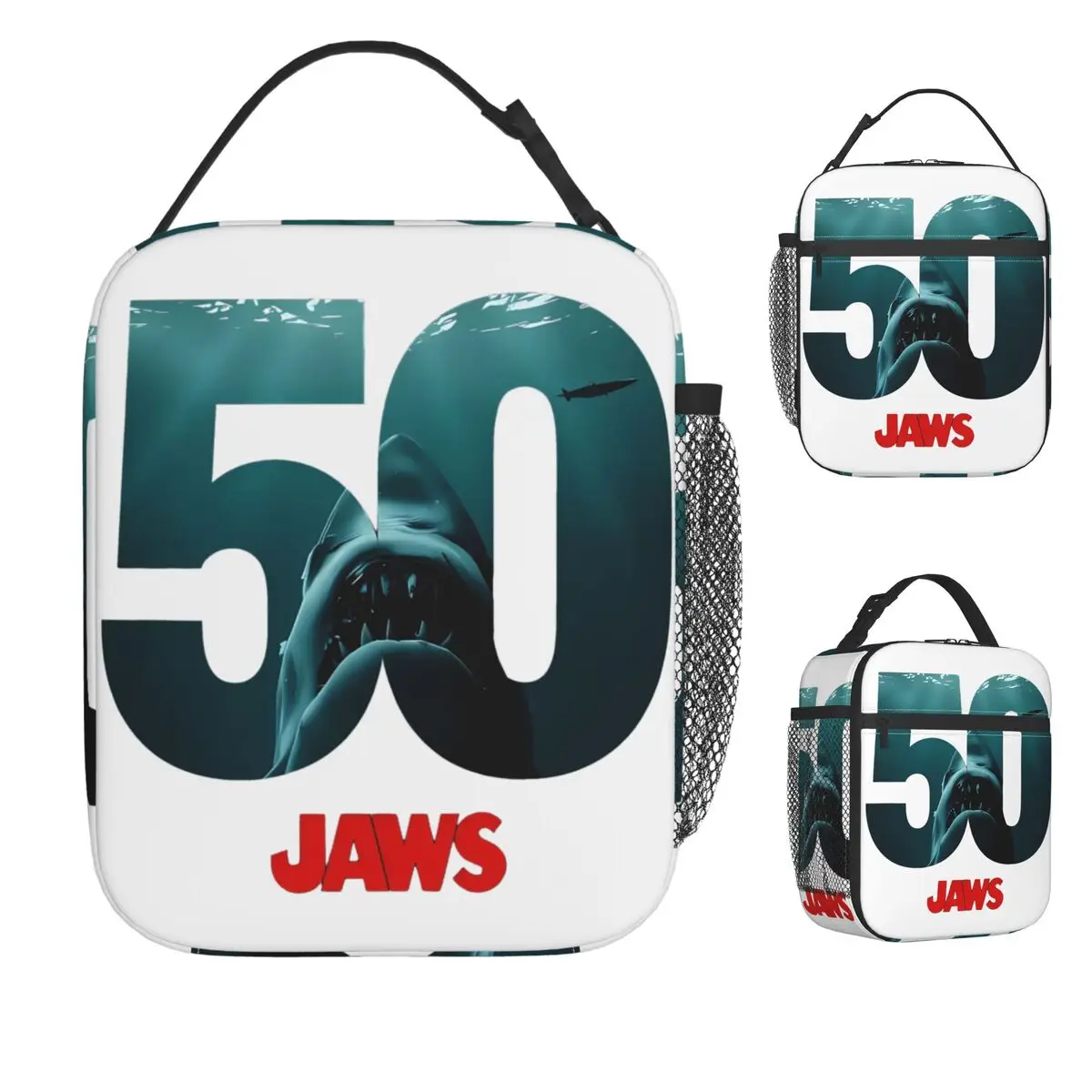 

Jaws 50th Lunch Bag For Men Lunch Box Leisure School Cooler Bag Portable Waterproof Thermal Tote Handbags