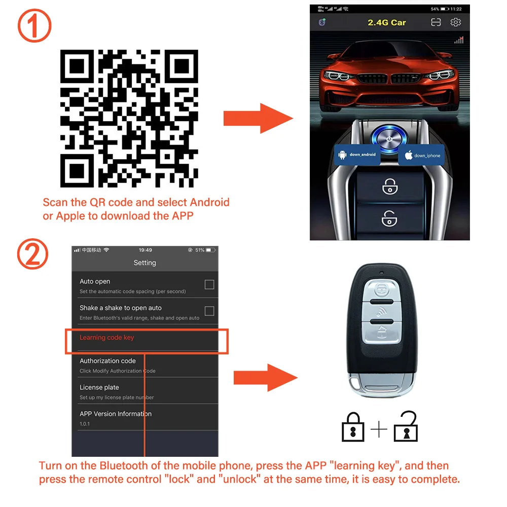 Smart App Remote Start Stop System for Cars, Car Alarm Keyless Entry System, Engine Push Start System with Remote Auto Ignition