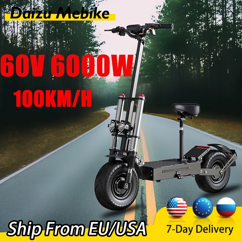 

Adult Electric Scooter Maximum Speed 50mph 80-100km Long Battery 6000w Motor 13inch Wheels Portable Folding Electric Scooter