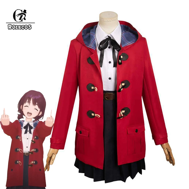 ROLECOS Anime Girls Band Cry Nina Iseri Cosplay Costume Red Women School Uniform Halloween Carnival Cosplay Costume