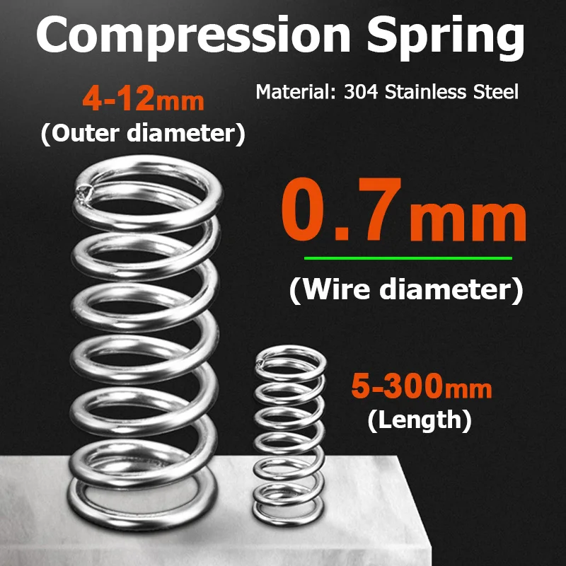 

3-10pcs Wire Diameter 0.8mm 304 Stainless Steel Spring Steel Y-shape Compression Spring OD 6/7/8/9/10/11/12/13/14mm Length 5-305