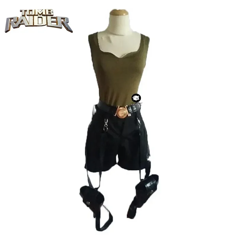 Tomb Raider Lara Croft With Bag Halloween Cosplay Costume Custom Any Size CMMN11