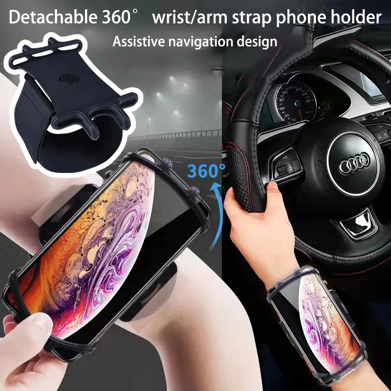 Running Armband Wristband 360°Rotatable Phone Holder Fit 4.7-7.2’ For Phone With Card Pockets For Running Cycling