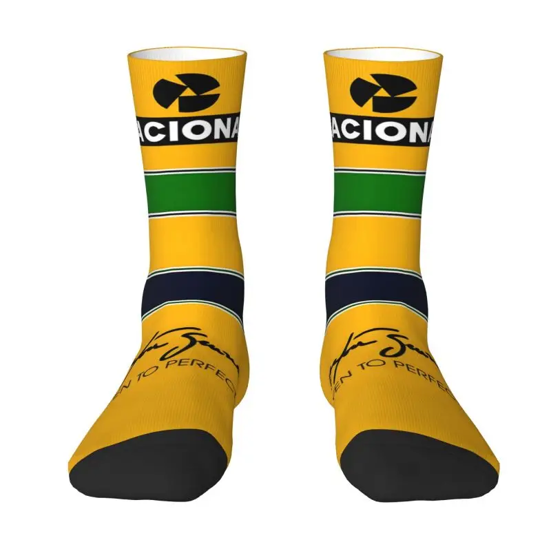 

Custom Funny Ayrton Sennas Socks Men Women Warm 3D Printing Basketball Sports Socks