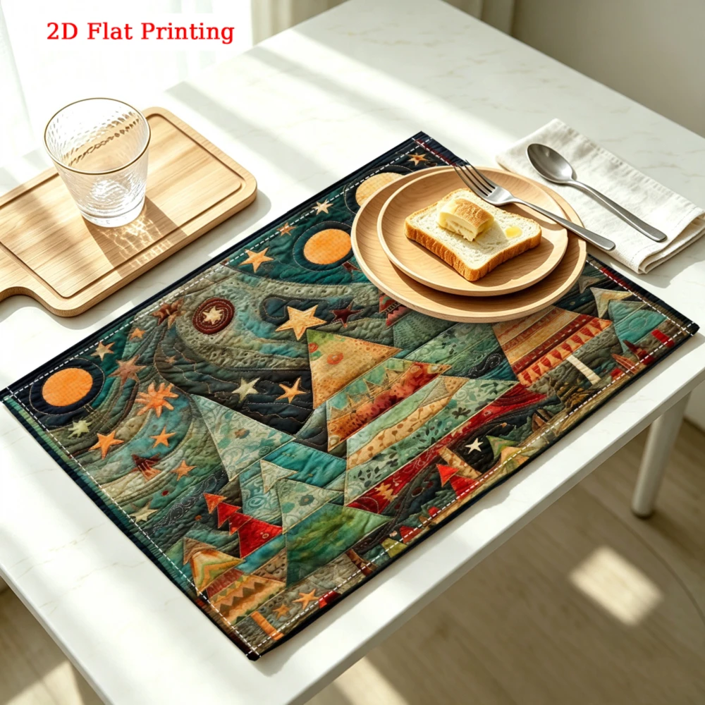 1Pc Vintage Bohemian Multicolor Starry Night Geometric Print Placemat for Dining Kitchen Party Decoration 30X40Cm