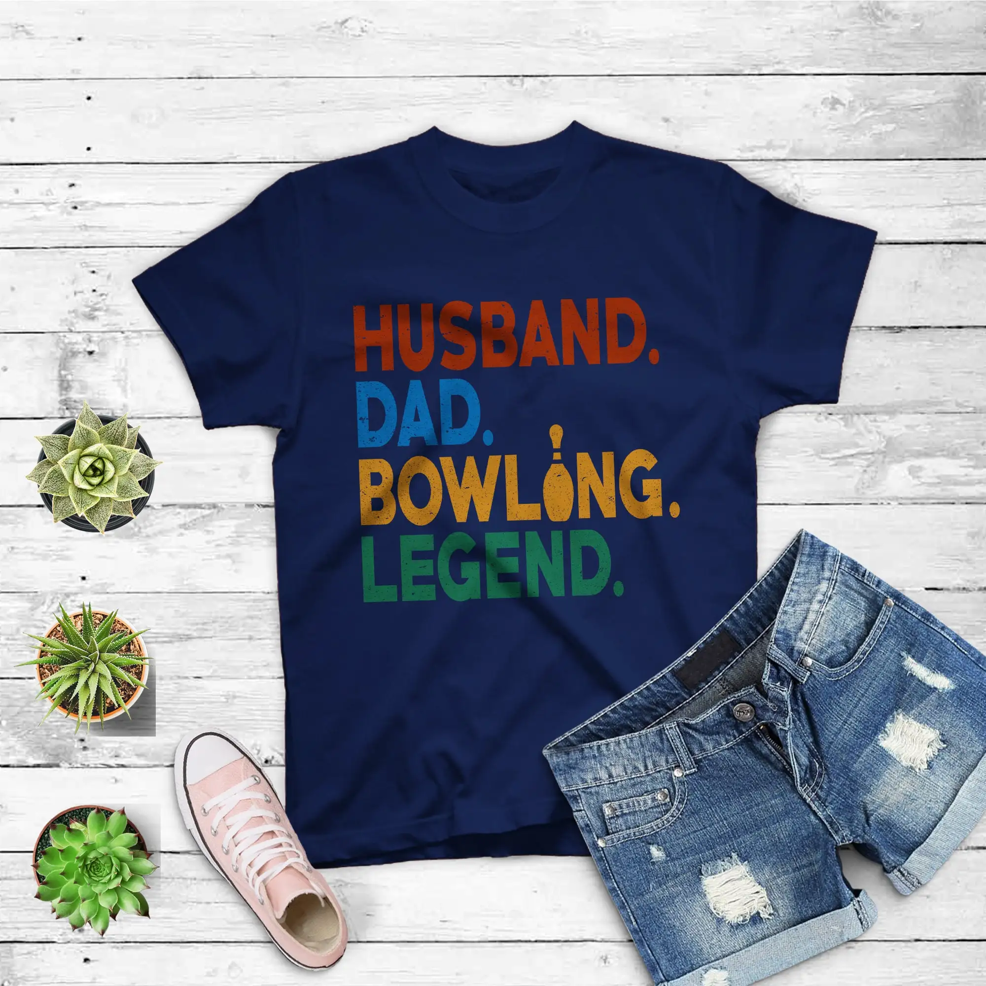 Mens Funny Vintage Bowling T Shirt Men Husband Dad Legend Retro