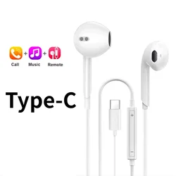 TypeC Wired Headphone Suitab For iPhone15 16 Earbuds Xiaomi 17 15 14 13 12 3.5MM AUX Redmi K40 Huawei Samsung Laptop With Mic