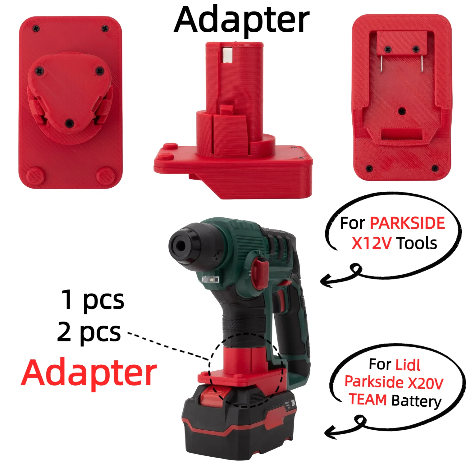 

1/2 Pcs Battery Adapter for Lidl Parkside X20V TEAM Li-ion Battery TO PARKSIDE X12V Cordless Tools Accessory(Only Adapter)