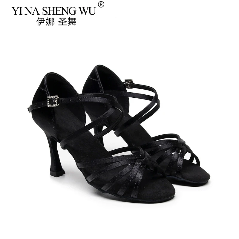 Vrouwen Latin Dansschoenen Ballroom Dans Tango Salsa Praktijk Prestaties Hoge Hakken Schoenen Standaard Zwarte Dansschoenen Hakken