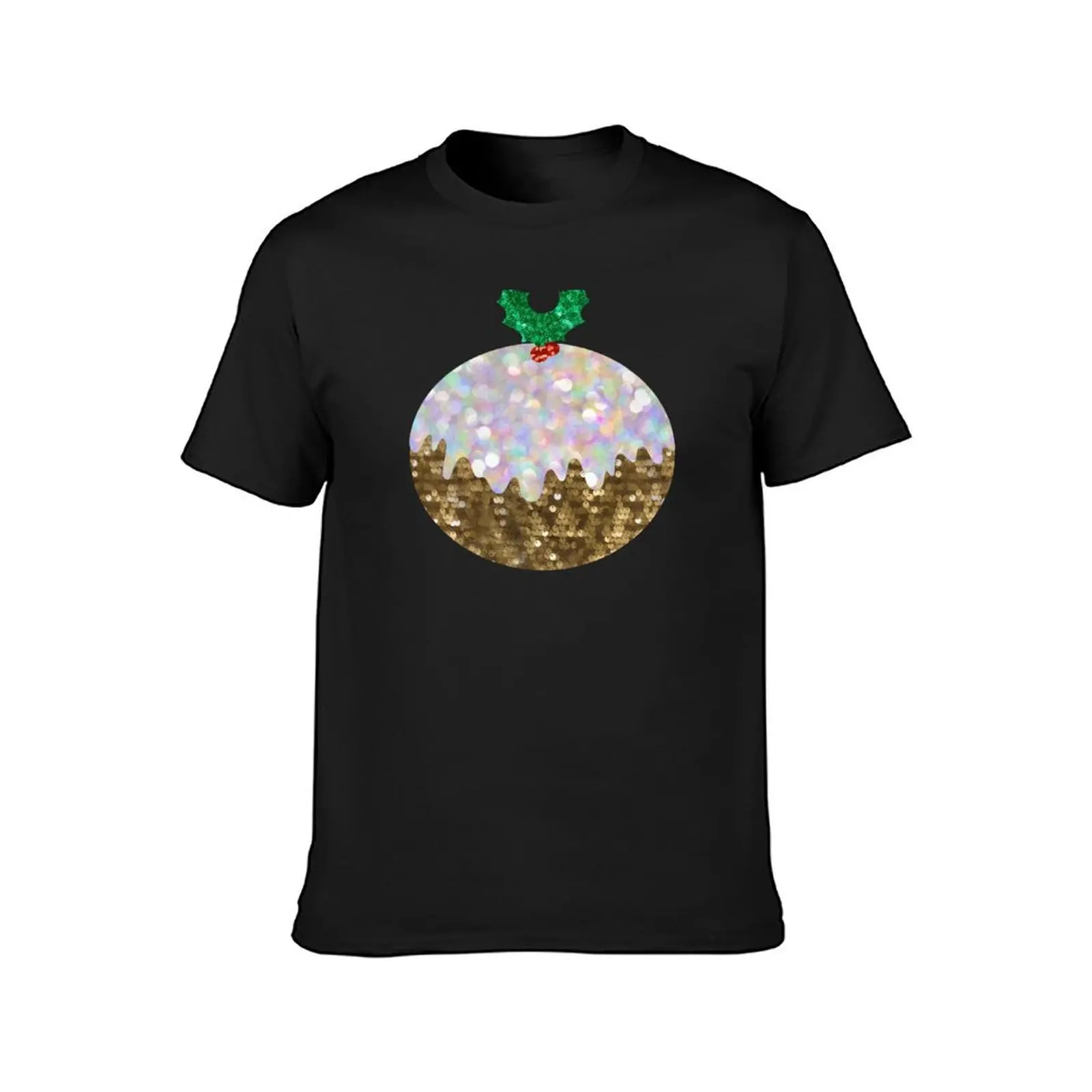 sequin print christmas pudding T-Shirt funnys kawaii clothes tshirts for men