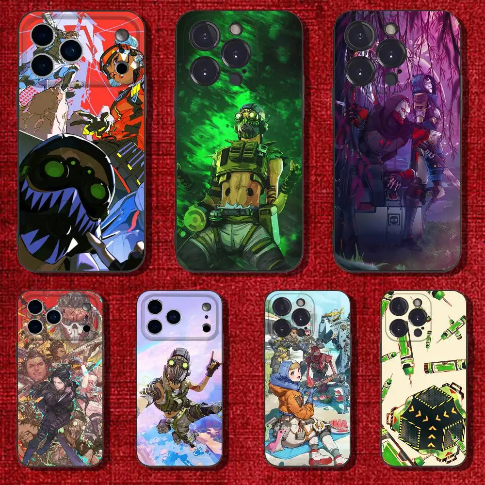 

Game A-Apex Legends Phone Case For iPhone 6,17,16,15,14,13,12,11 Plus,Pro Max,XS,X,XR,SE,Mini,8,7,Soft Silicone Black Cover