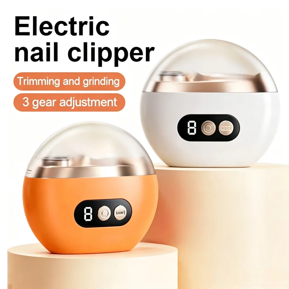 2 in 1 Electric Nail Clippers, Anti-Splash Nail Trimmer for Baby Adults, Finger Toe Manicure Pedicure Tool for Thick Nails