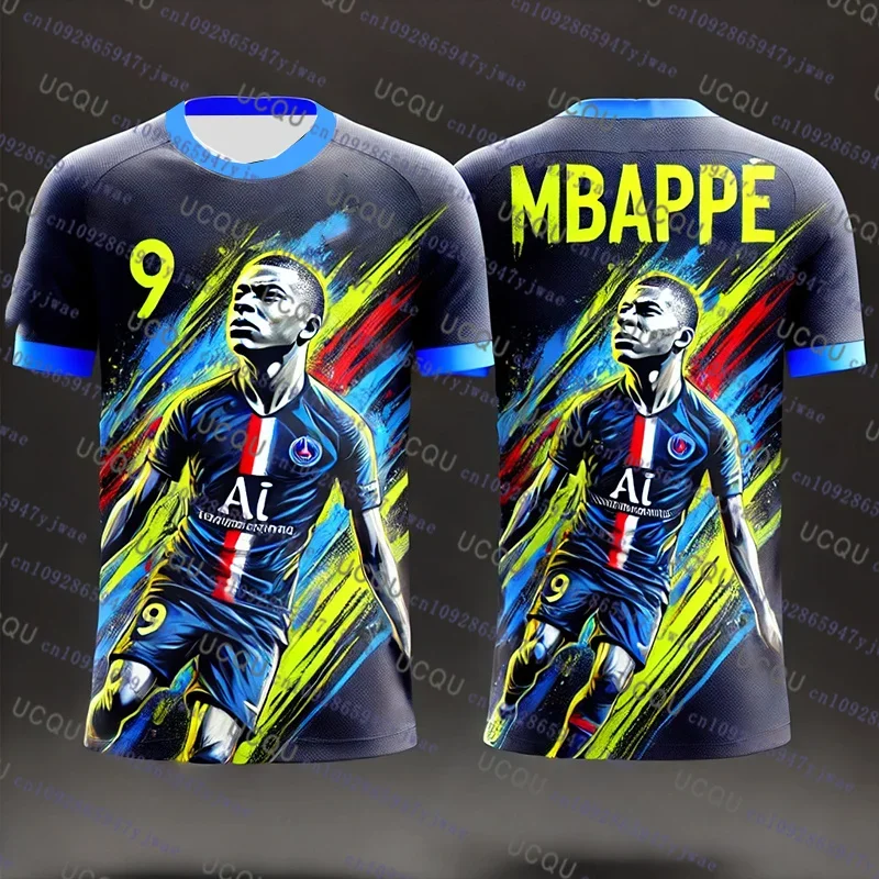 2025 طبعة خاصة جديدة Mbappe No.9 كرة القدم جيرسي المتضخم التدريب موحدة تنفس سريعة الجافة موضة التي شيرت طفل/الكبار