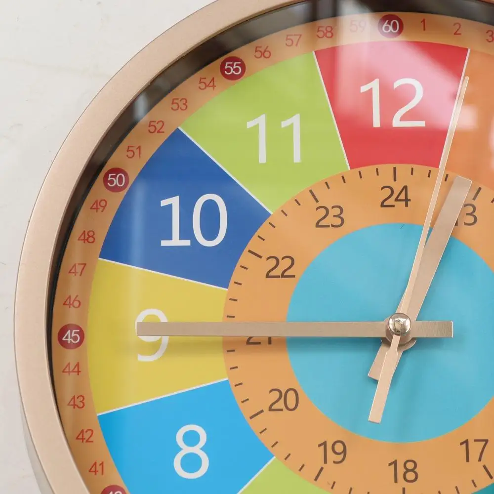 Wall Decor Silent Wall Clock Punch-free Simple Learning Clock Mute Creative Electronic Color Clock School