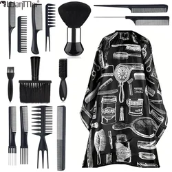 WANMEI Salon Barber Cloak Set Barber Stylist Cloak with Adjustable Buckle Neck Dust Removal Brush and Comb Barber Shop Tool