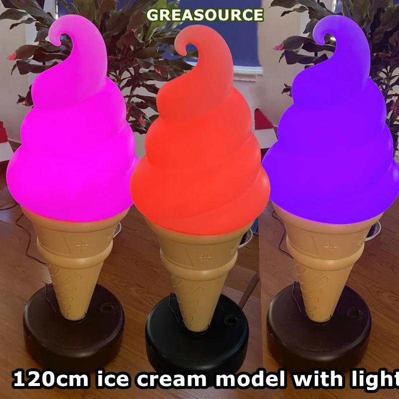 120cm 47inch Sculpture GREASOURCE Ice Cream Shape Beach Light Model Display LED Change Color Ornaments Amusement Park Fashion